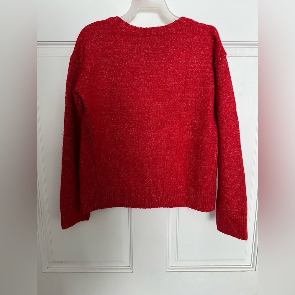 Girls Sequin Christmas Cat Sweater - Red - Picture 4 of 7